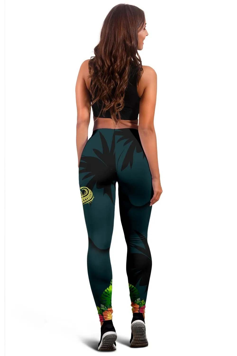 Polynesian Hawaii Kanaka Maoli Legging - Heart with Hibiscus