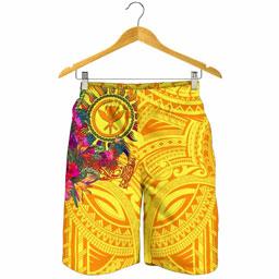 Polynesian Hawaii Kanaka Maoli Men Shorts - Hibiscus Flowers & Polynesian Patterns