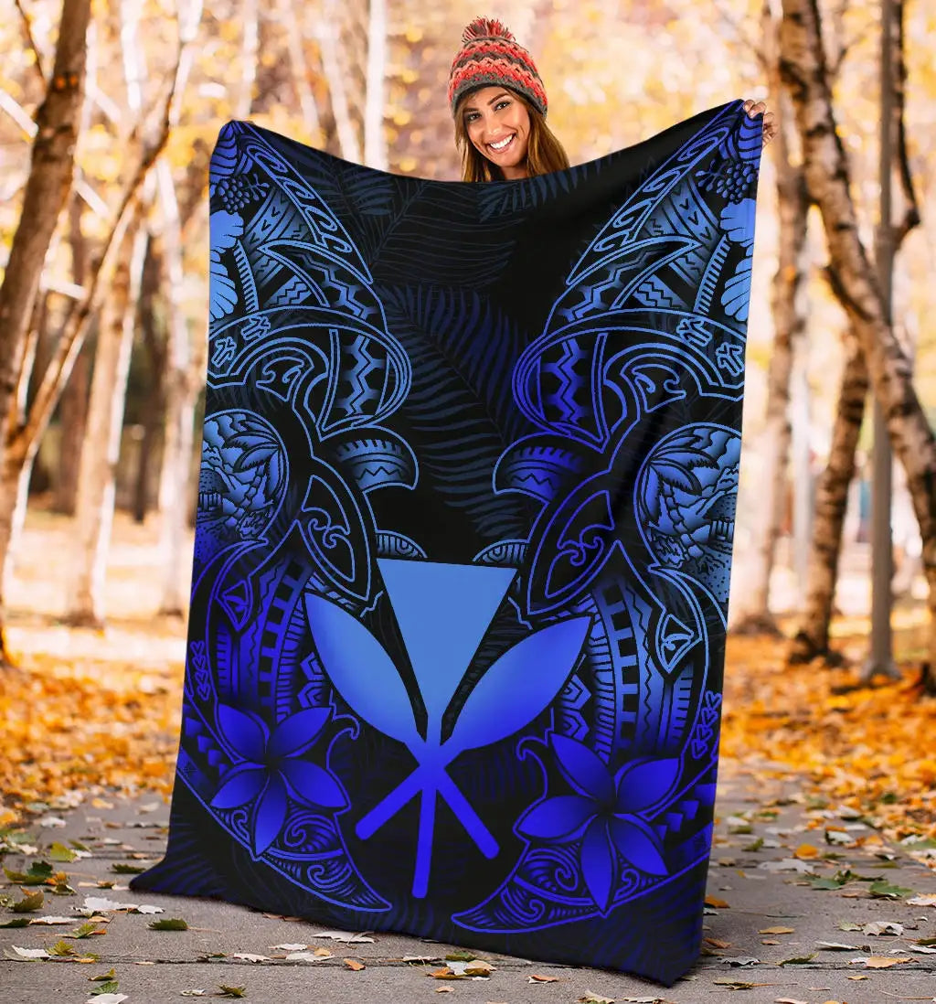 Polynesian Hawaii (Kanaka Maoli) Premium Blanket - Blue Turtle Homeland