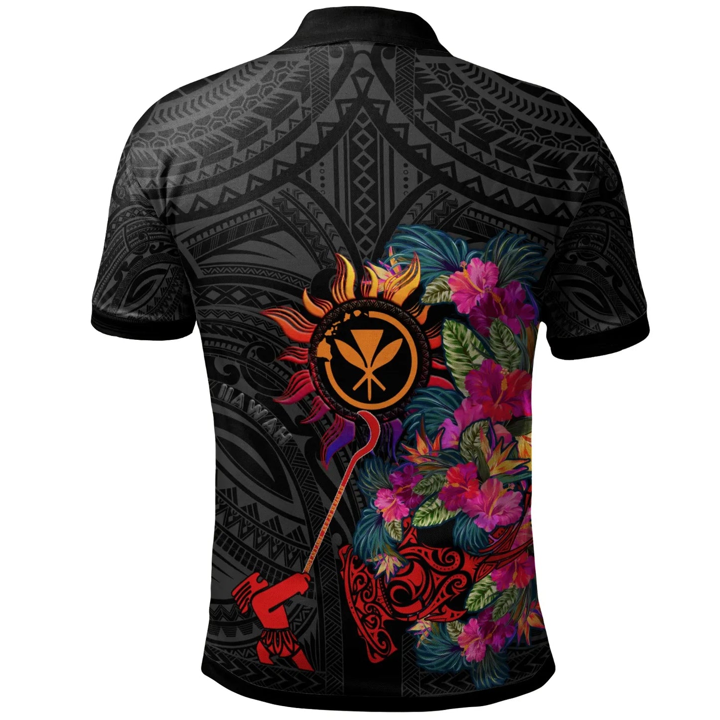 Polynesian Hawaii Kanaka Maoli Polo Shirts - Hibiscus Flowers & Polynesian Patterns