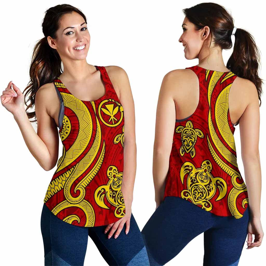 Polynesian Hawaii (Kanaka Maoli) Women Racerback Tank - Red Tentacle Turtle