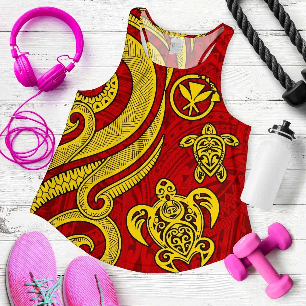 Polynesian Hawaii (Kanaka Maoli) Women Racerback Tank - Red Tentacle Turtle