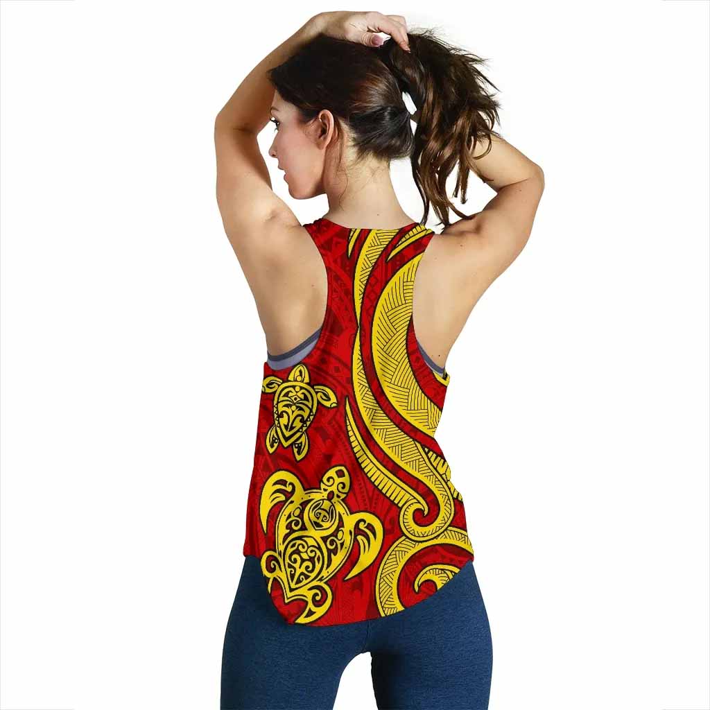 Polynesian Hawaii (Kanaka Maoli) Women Racerback Tank - Red Tentacle Turtle