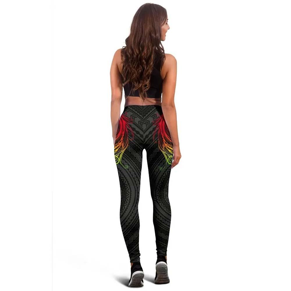 Polynesian Hawaii Legging - Kanaka Maoli Girl Hair Plumeria