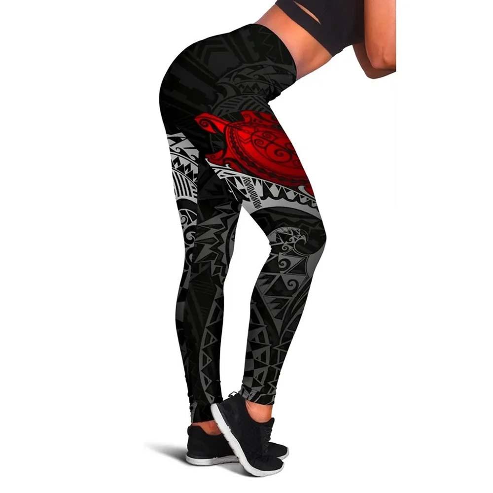 Polynesian Hawaii Legging - Polynesian Turtle (Red)