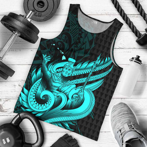 Polynesian Hawaii Men Tank Top - Kamehameha King Emerald Color