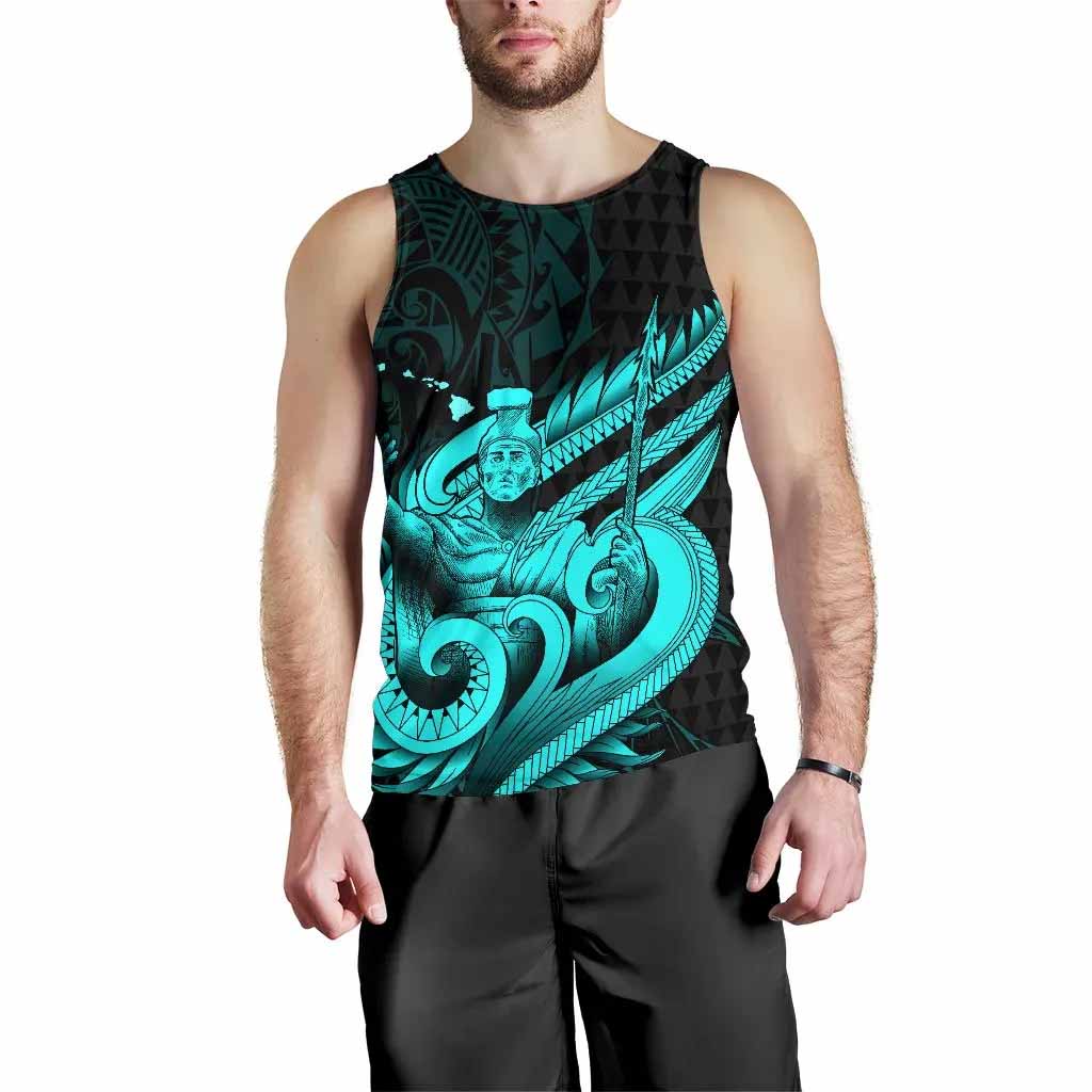 Polynesian Hawaii Men Tank Top - Kamehameha King Emerald Color