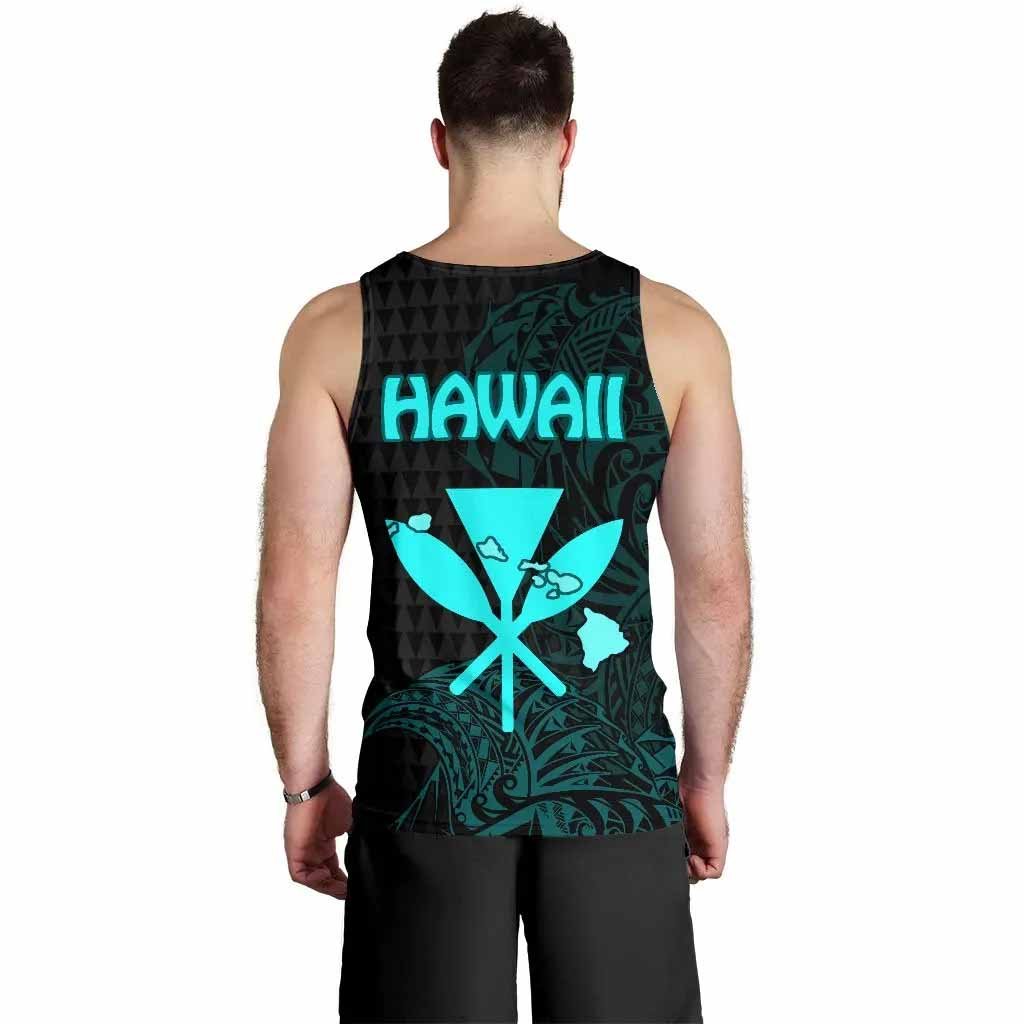 Polynesian Hawaii Men Tank Top - Kamehameha King Emerald Color