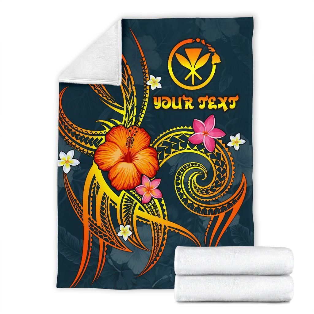 Polynesian Hawaii Personalised Blanket - Legend of Kanaka Maoli (Blue)