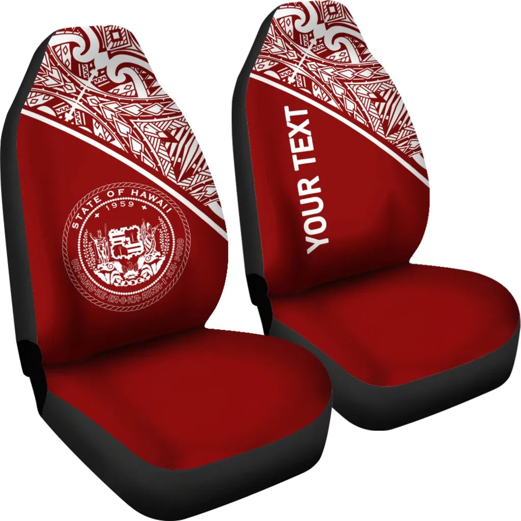 Hawaii Custom Personalised Car Seat Covers - Hawaii Seal Polynesian Red Curve