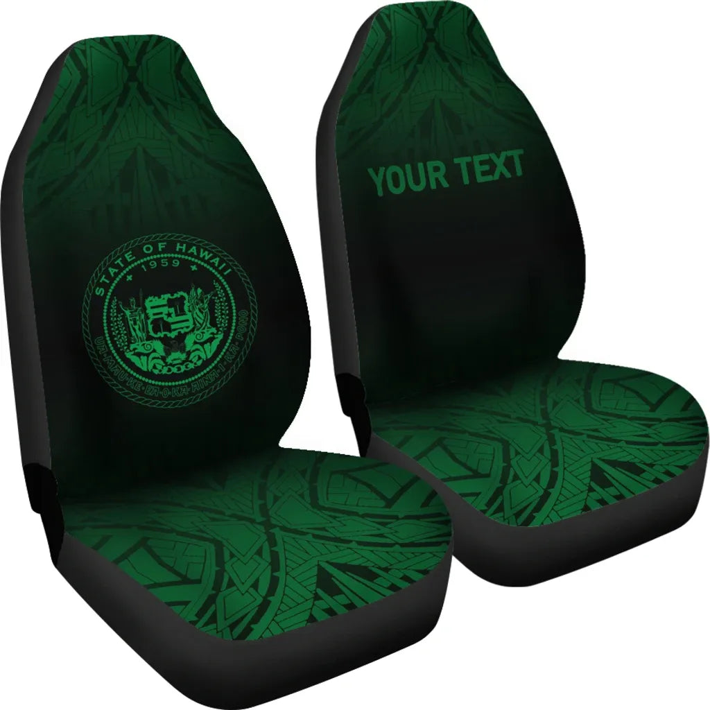 Hawaii Custom Personalised Car Seat Covers - Hawaii Seal Polynesian Tattoo Fog Green