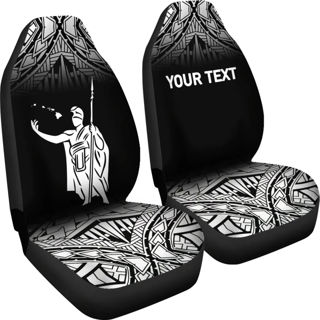 Hawaii Custom Personalised Seat Covers - Kamehameha KingCar Polynesian Tattoo Fog Black
