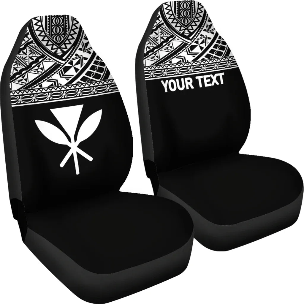 Hawaii Custom Personalised Car Seat Covers - Kanaka Maoli Polynesian White Horizontal