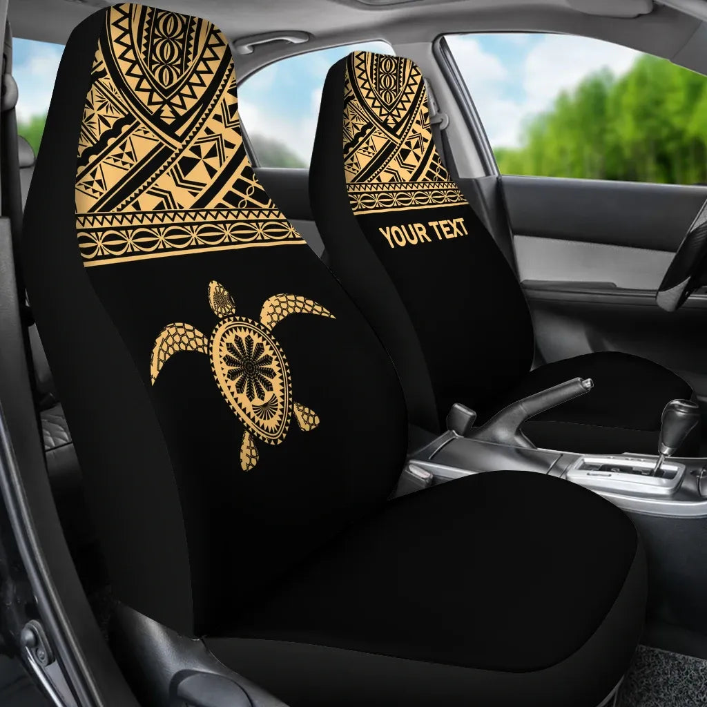 Hawaii Custom Personalised Car Seat Covers - Polynesian Turtle Gold Horizontal