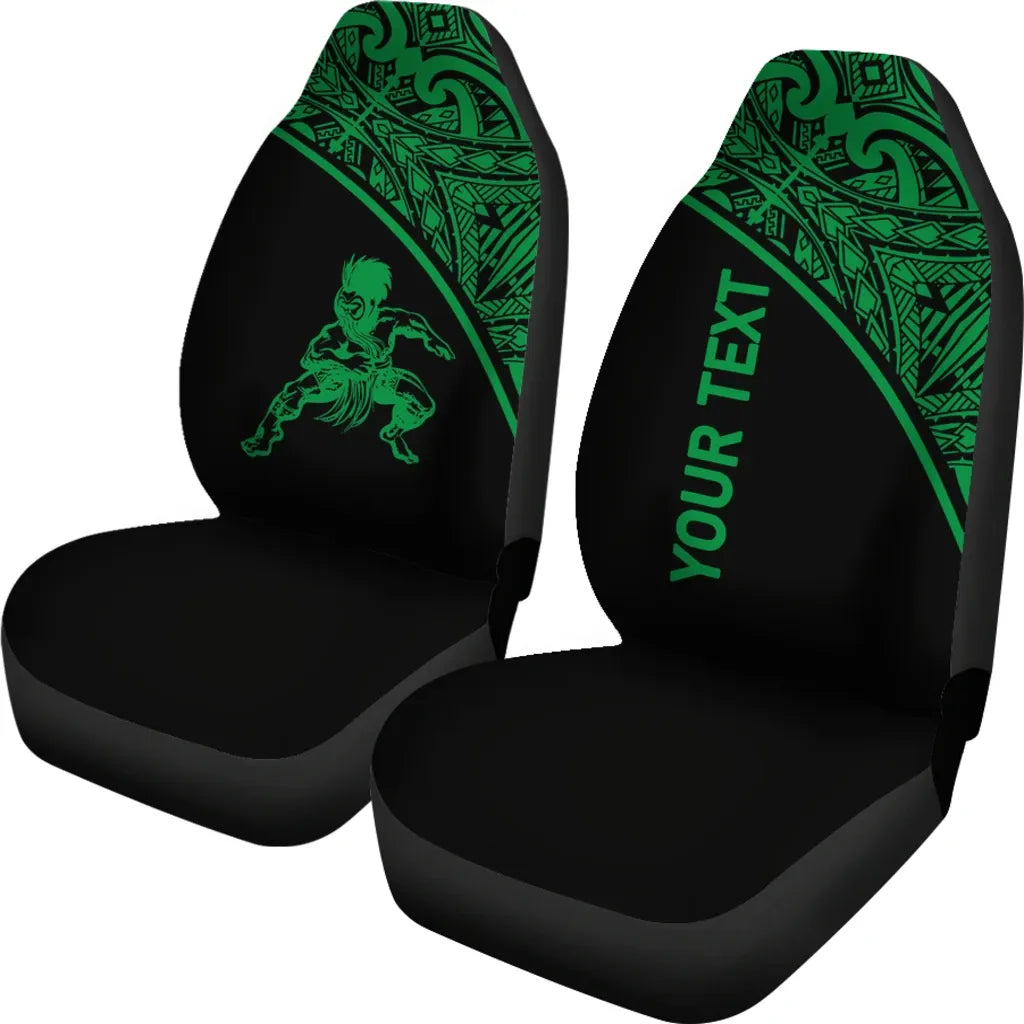 Hawaii Custom Personalised Car Seat Covers - Polynesian Warriors Green Curve