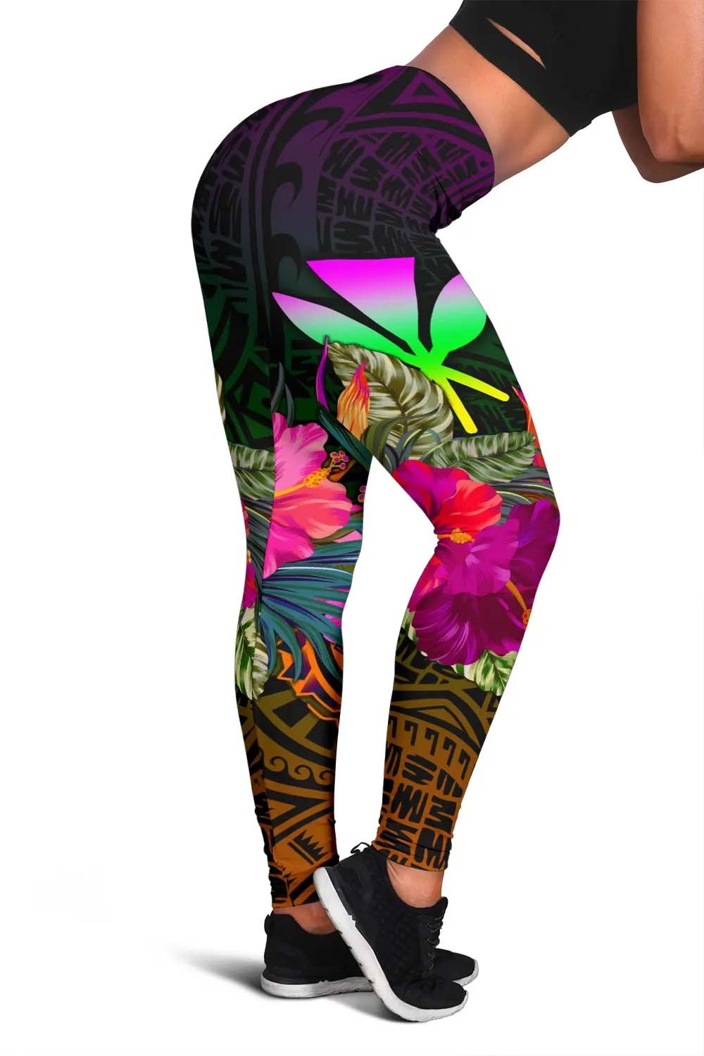 Polynesian Hawaii Personalised  Kanaka Maoli Legging - Summer Hibiscus