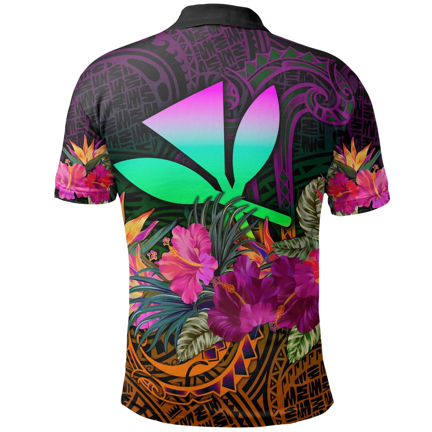 Polynesian Hawaii Personalised  Kanaka Maoli Polo Shirt - Summer Hibiscus