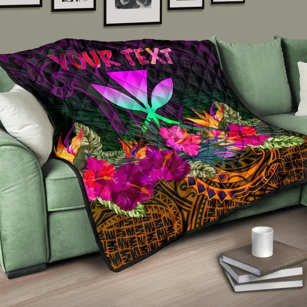 Polynesian Hawaii Personalised Kanaka Maoli Premium Quilt - Summer Hibiscus