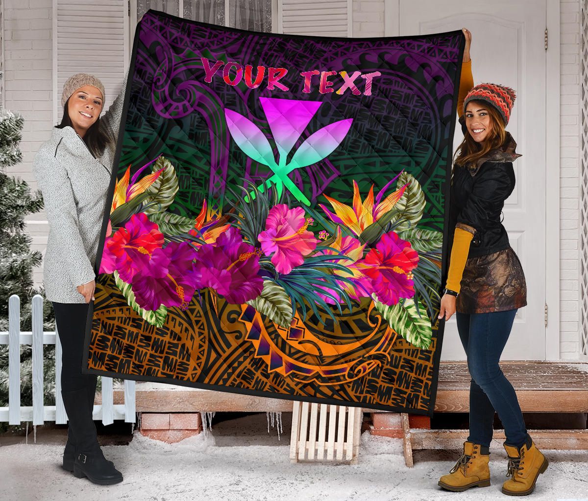 Polynesian Hawaii Personalised Kanaka Maoli Premium Quilt - Summer Hibiscus