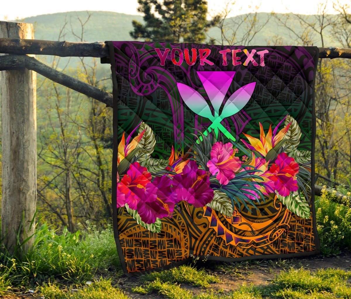 Polynesian Hawaii Personalised Kanaka Maoli Premium Quilt - Summer Hibiscus