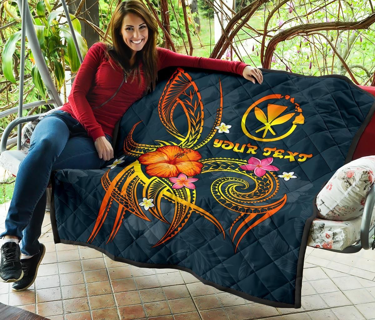 Polynesian Hawaii Personalised Pemium Quilt - Legend of Kanaka Maoli (Blue)