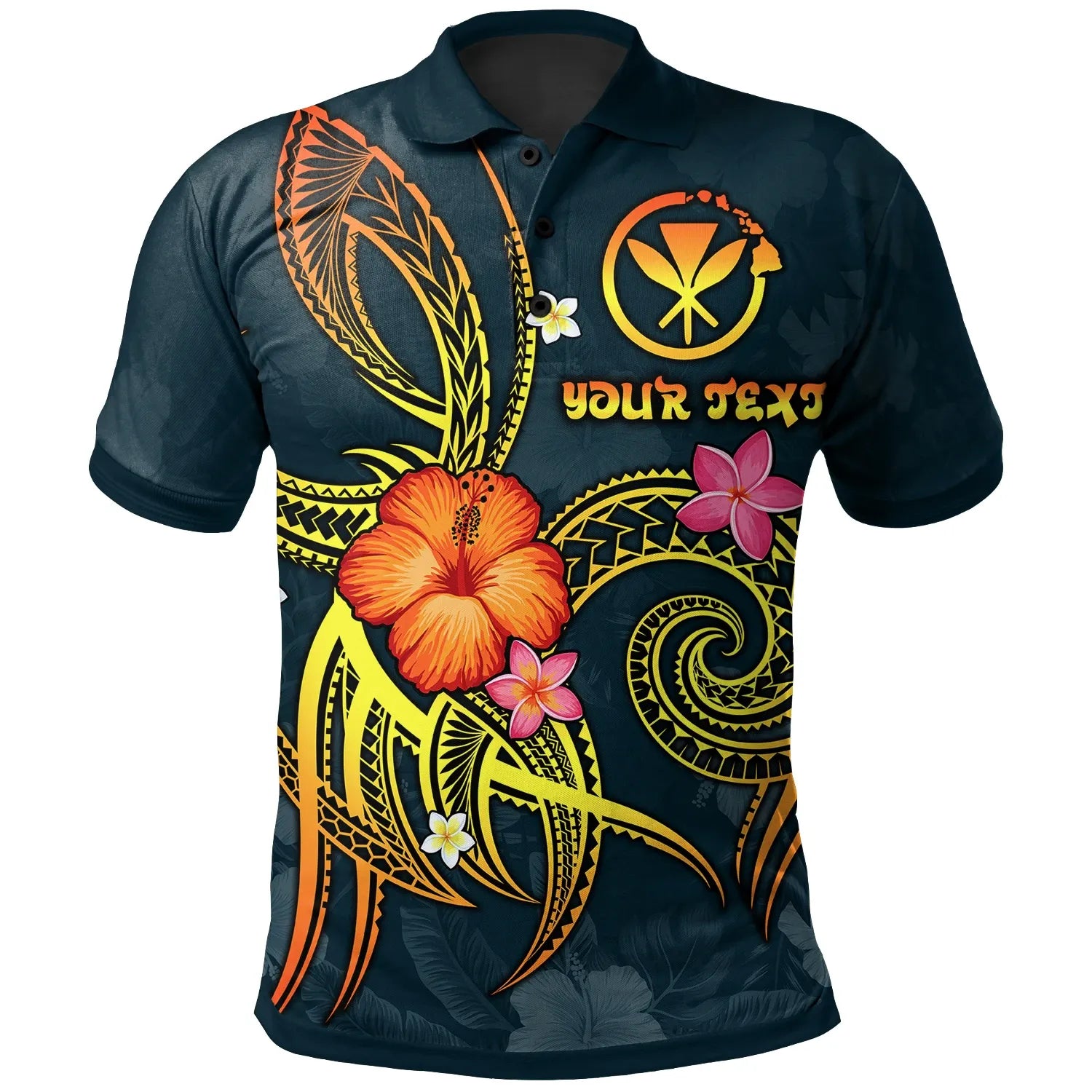 Polynesian Hawaii Personalised Polo Shirt - Legend of Kanaka Maoli (Blue)