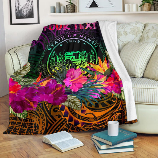 Polynesian Hawaii Personalised Premium Blanket - Summer Hibiscus