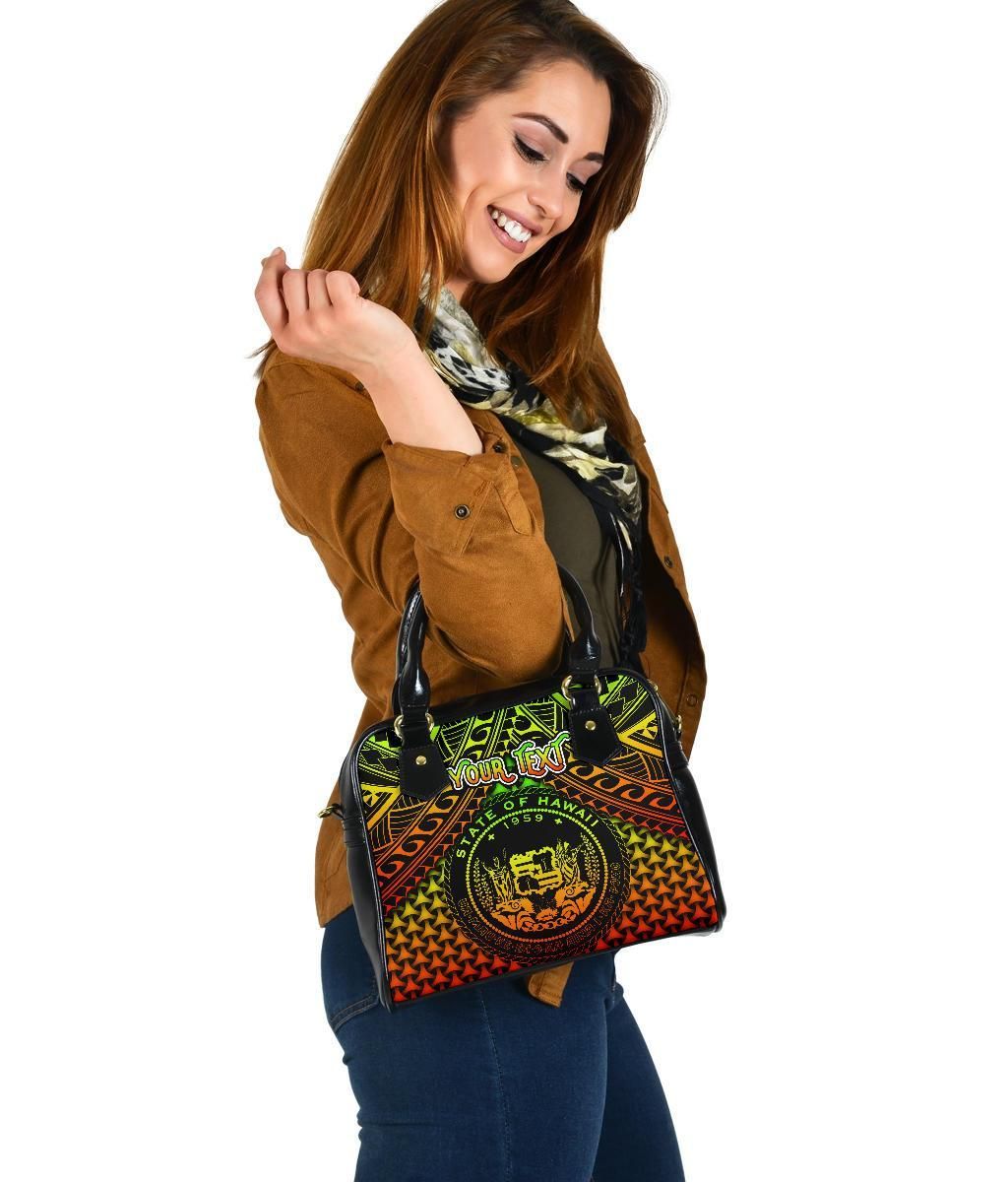 Polynesian Hawaii Personalised Shoulder Handbag - Reggae Vintage Polynesian Patterns