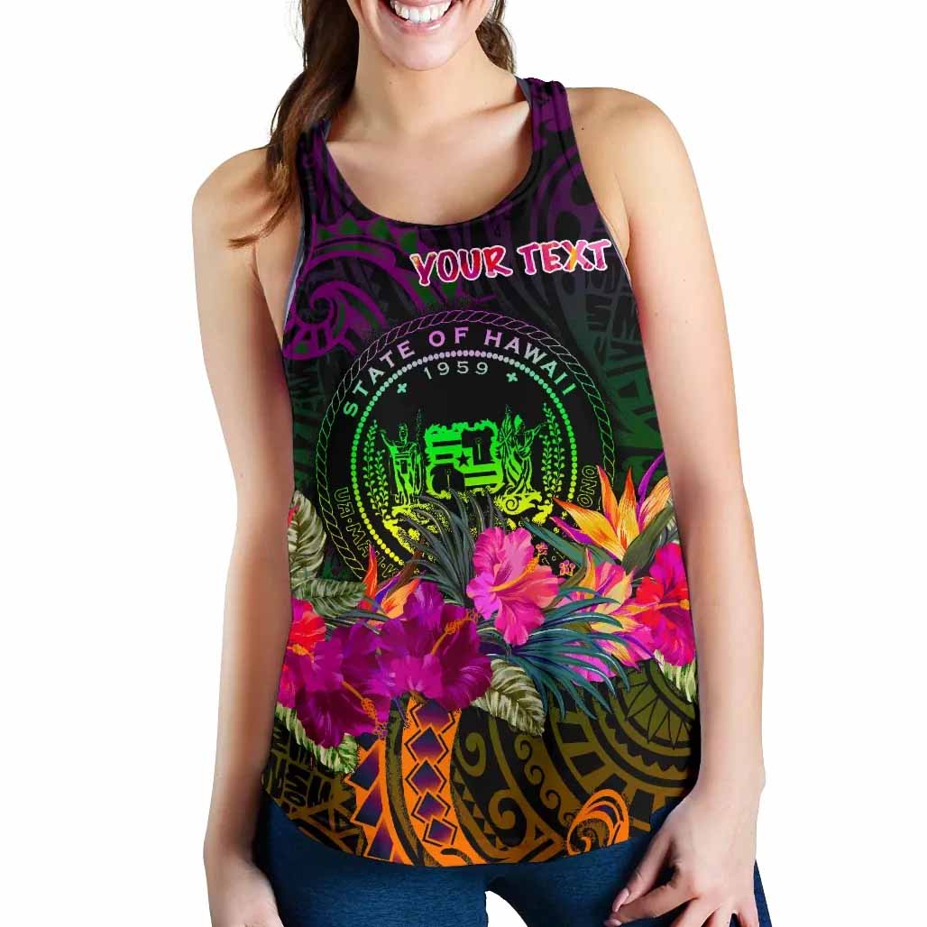 Polynesian Hawaii Personalised Women Racerback Tank - Summer Hibiscus