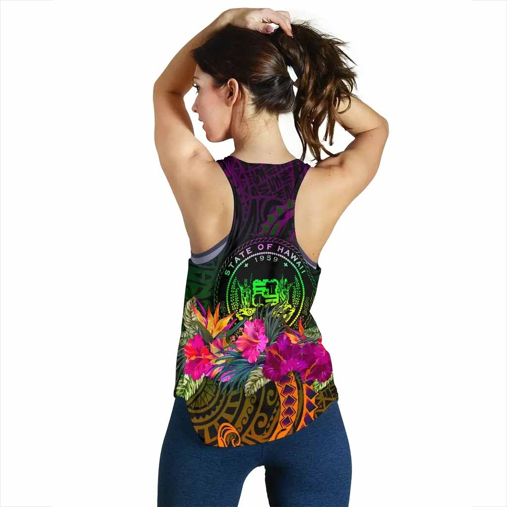 Polynesian Hawaii Personalised Women Racerback Tank - Summer Hibiscus