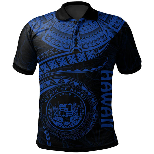 Polynesian Hawaii Polo Shirt - Hawaiian Waves (Blue)