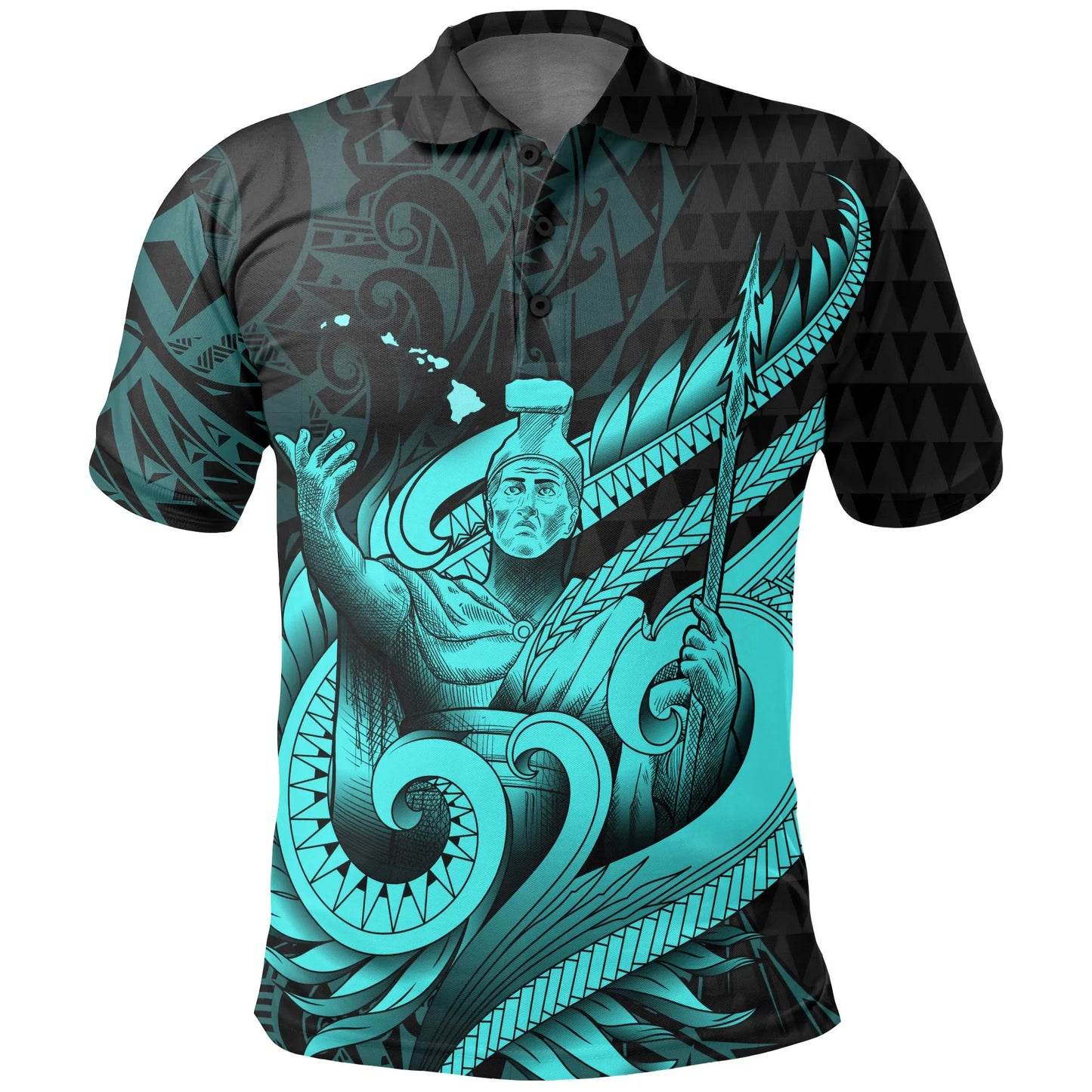 Hawaii Polo Shirt - Kamehameha King Emerald Color