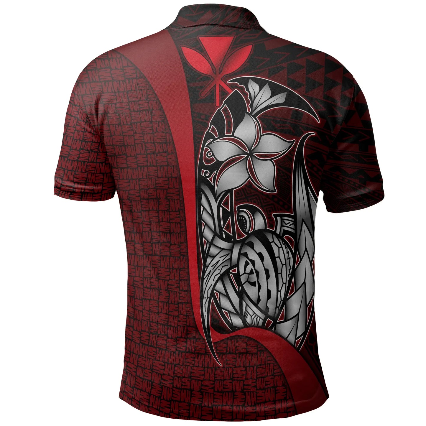 Polynesian Hawaii Polo Shirt Kanaka Maoli Red - Turtle with Hook