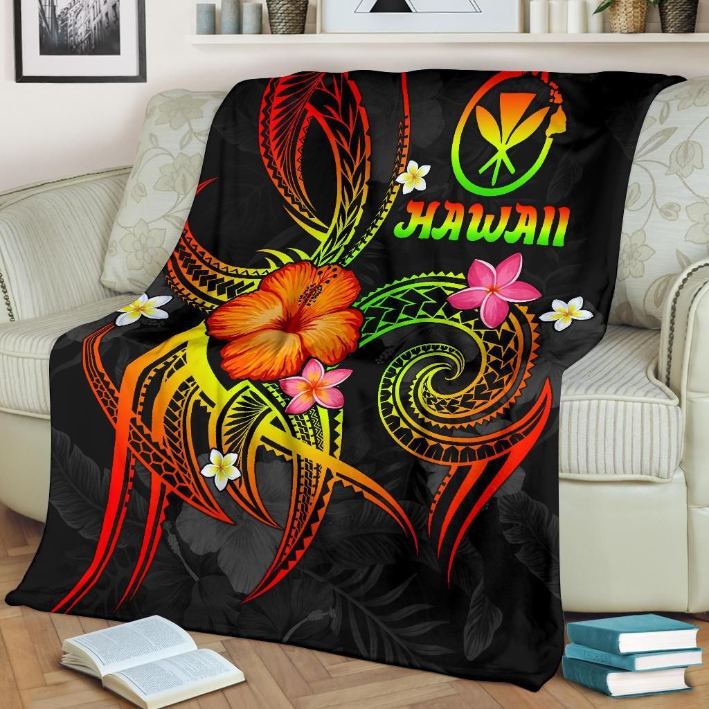 Polynesian Hawaii Premium Blanket - Legend of Kanaka Maoli (Reggae)