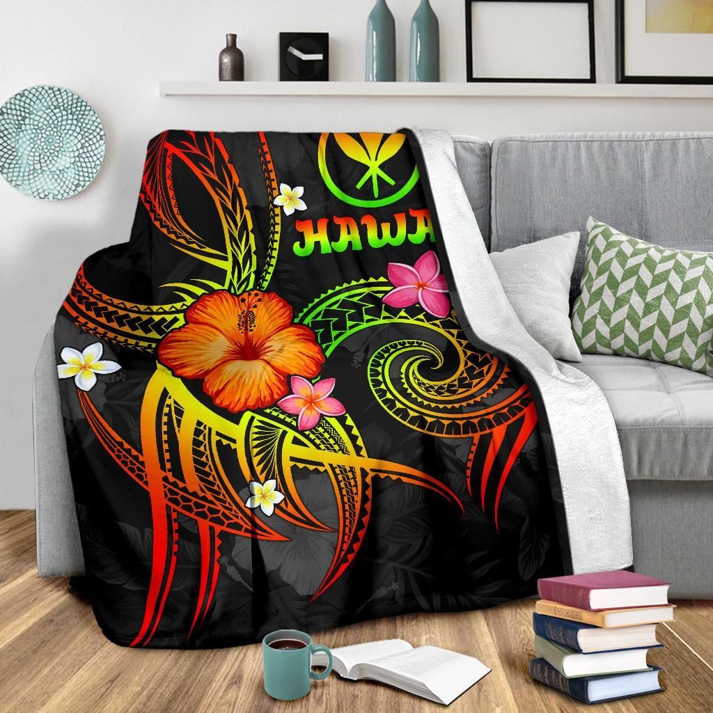 Polynesian Hawaii Premium Blanket - Legend of Kanaka Maoli (Reggae)
