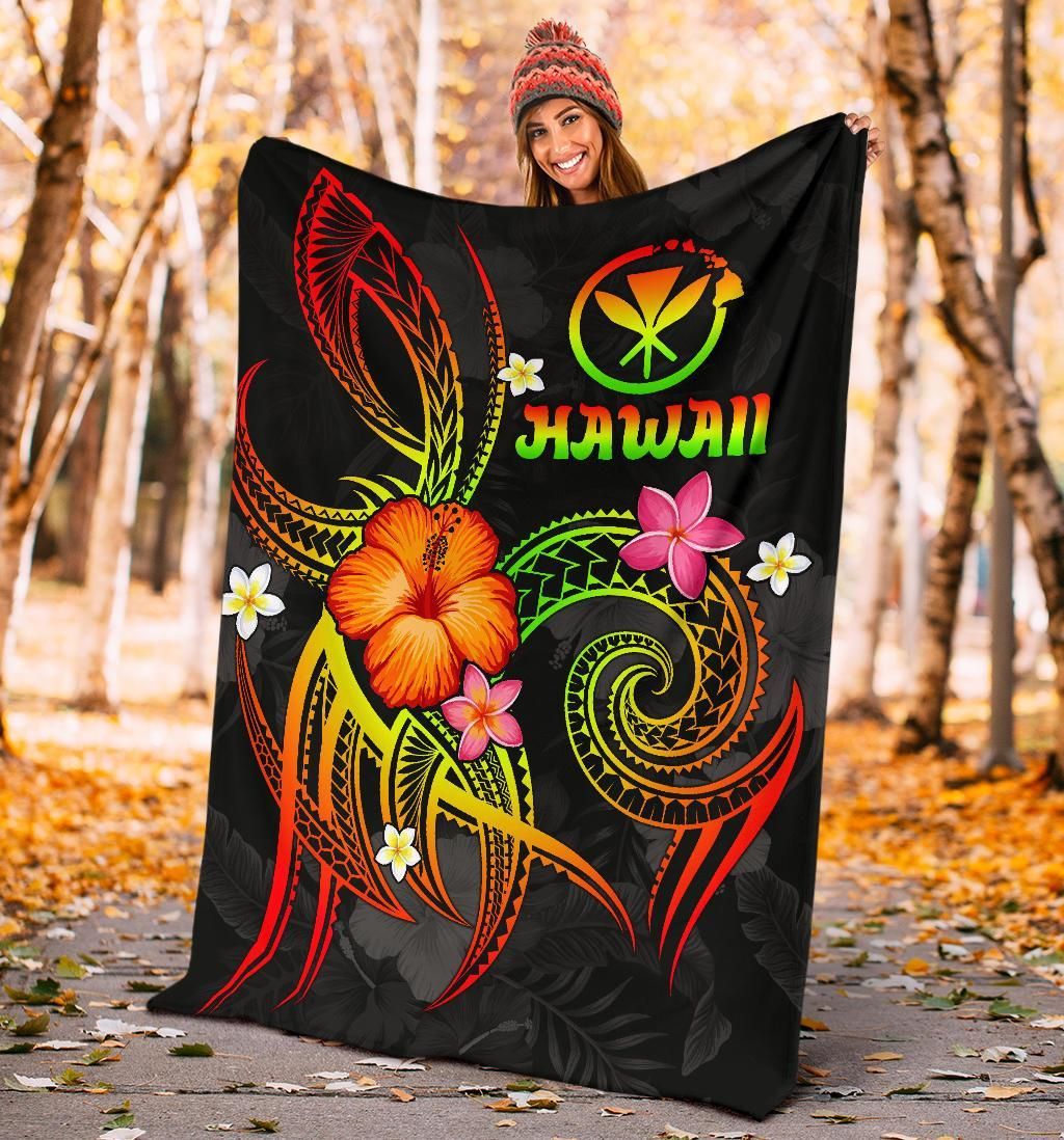 Polynesian Hawaii Premium Blanket - Legend of Kanaka Maoli (Reggae)