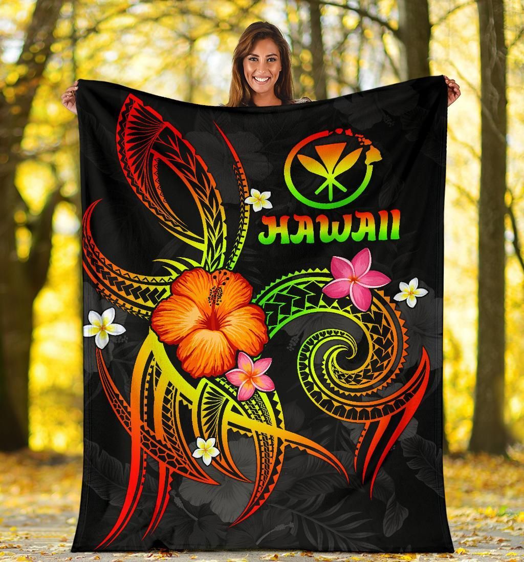 Polynesian Hawaii Premium Blanket - Legend of Kanaka Maoli (Reggae)