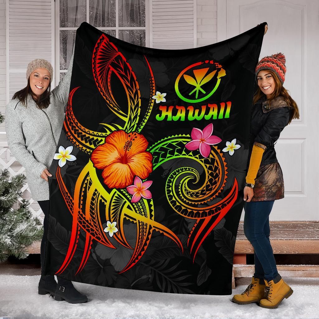 Polynesian Hawaii Premium Blanket - Legend of Kanaka Maoli (Reggae)