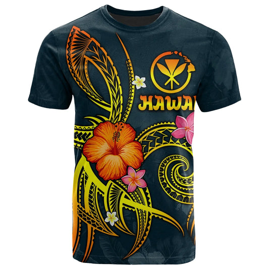 Polynesian Hawaii T-Shirt - Legend of Kanaka Maoli (Blue)