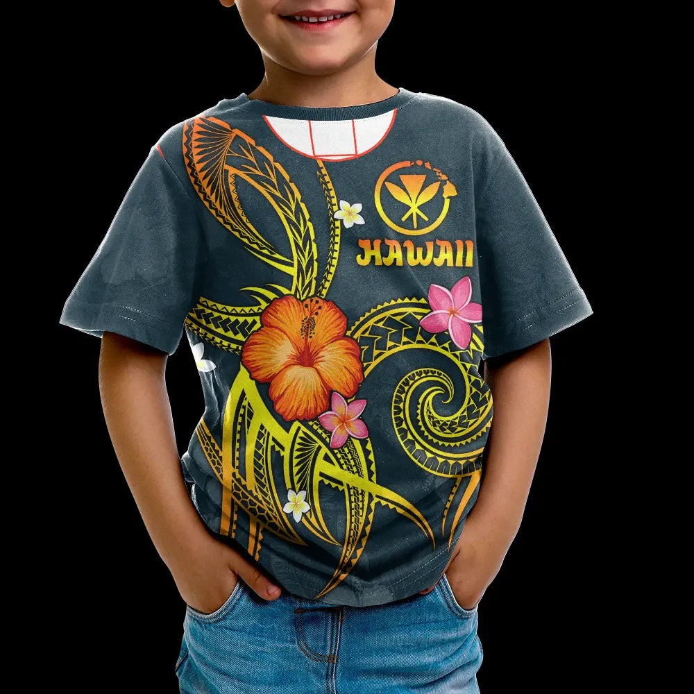 Polynesian Hawaii T-Shirt - Legend of Kanaka Maoli (Blue)