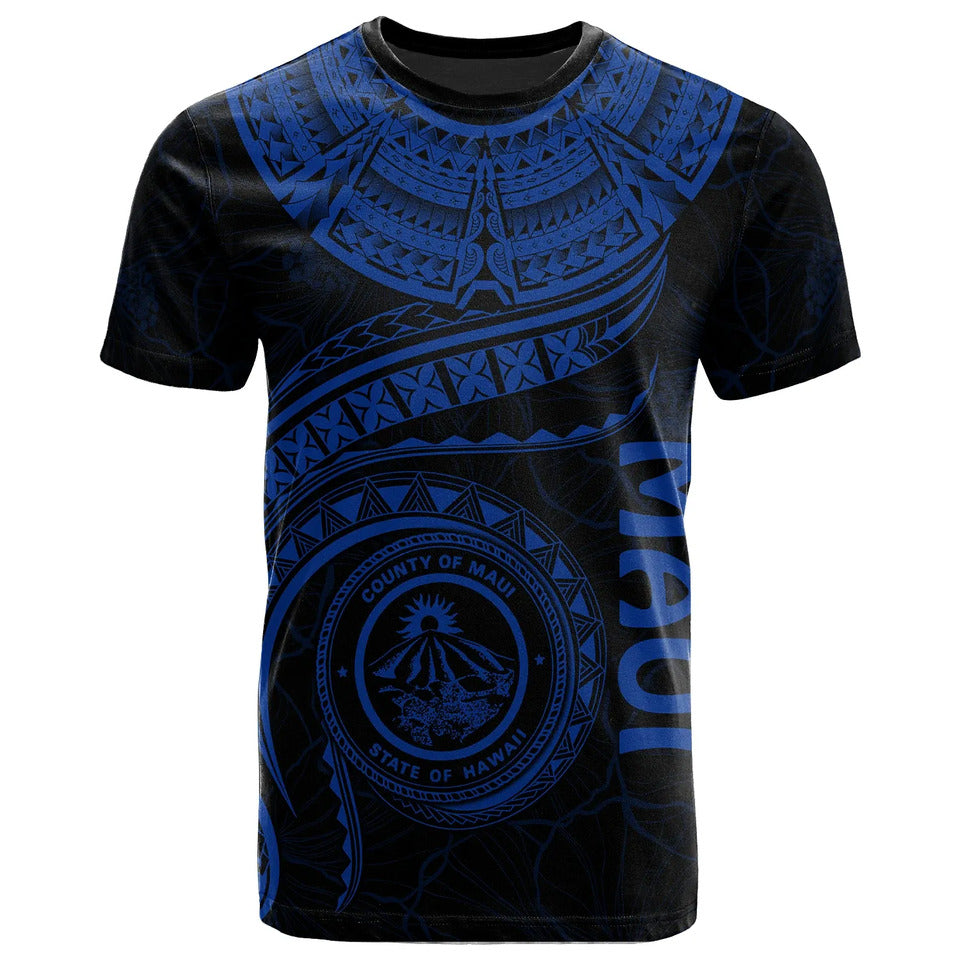 Hawaii Personalised T-Shirt - Maui Polynesian Waves MultiCollor