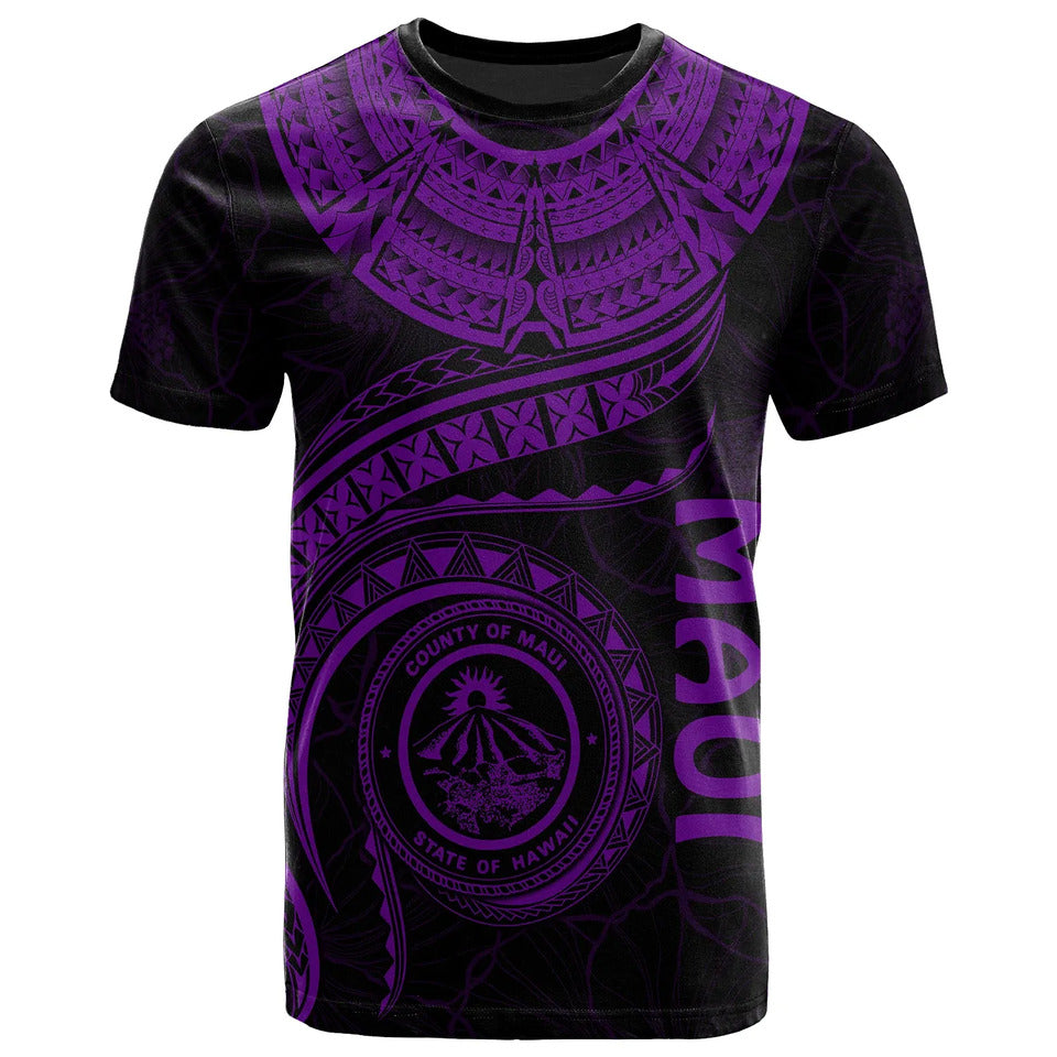 Hawaii Personalised T-Shirt - Maui Polynesian Waves MultiCollor