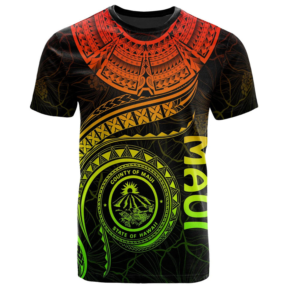 Hawaii Personalised T-Shirt - Maui Polynesian Waves MultiCollor