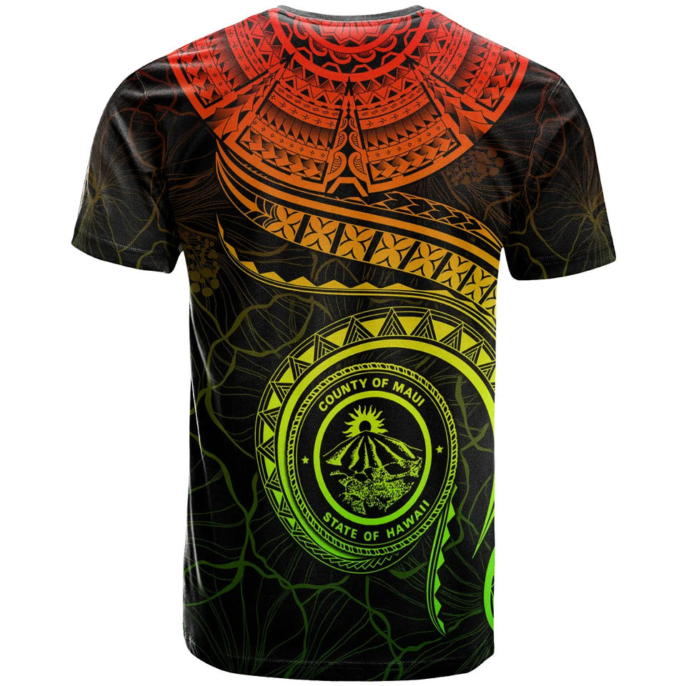 Hawaii Personalised T-Shirt - Maui Polynesian Waves MultiCollor