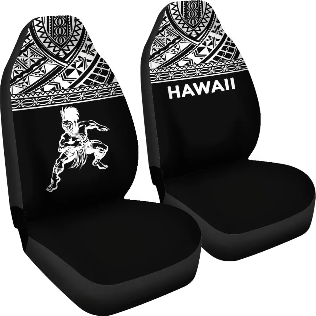 Hawaii Car Seat Covers - Polynesian Warriors Tattoo Horizontal Black