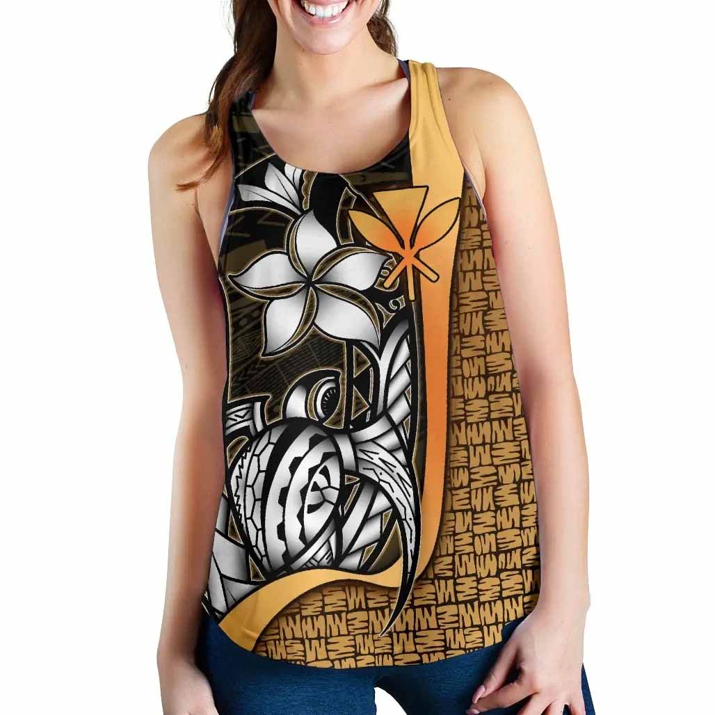 Polynesian Hawaii Women Racerback Tank Gold - Turtle with Hook