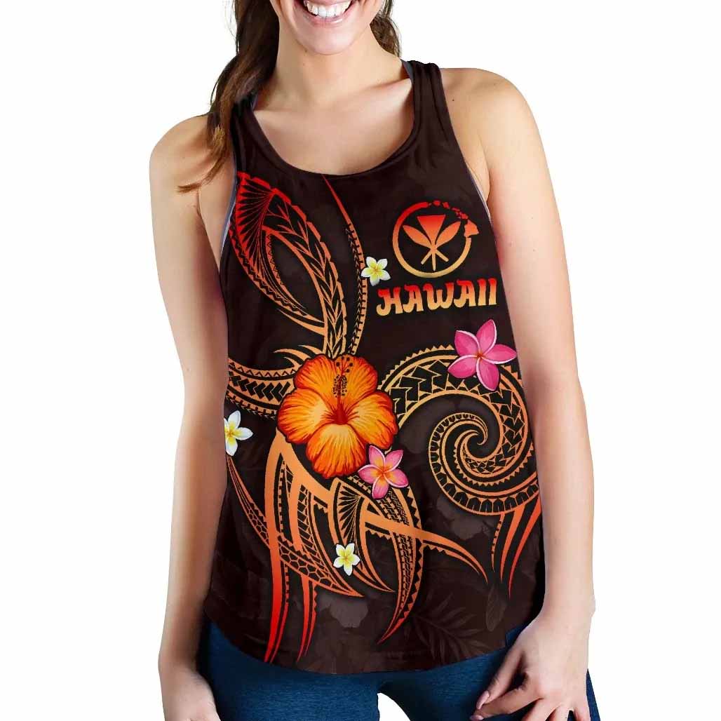 Polynesian Hawaii Women Racerback Tank - Legend of Kanaka Maoli (Red)