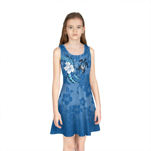 Hawaii Girls Sleeveless Sundress Polynesian Hibiscus