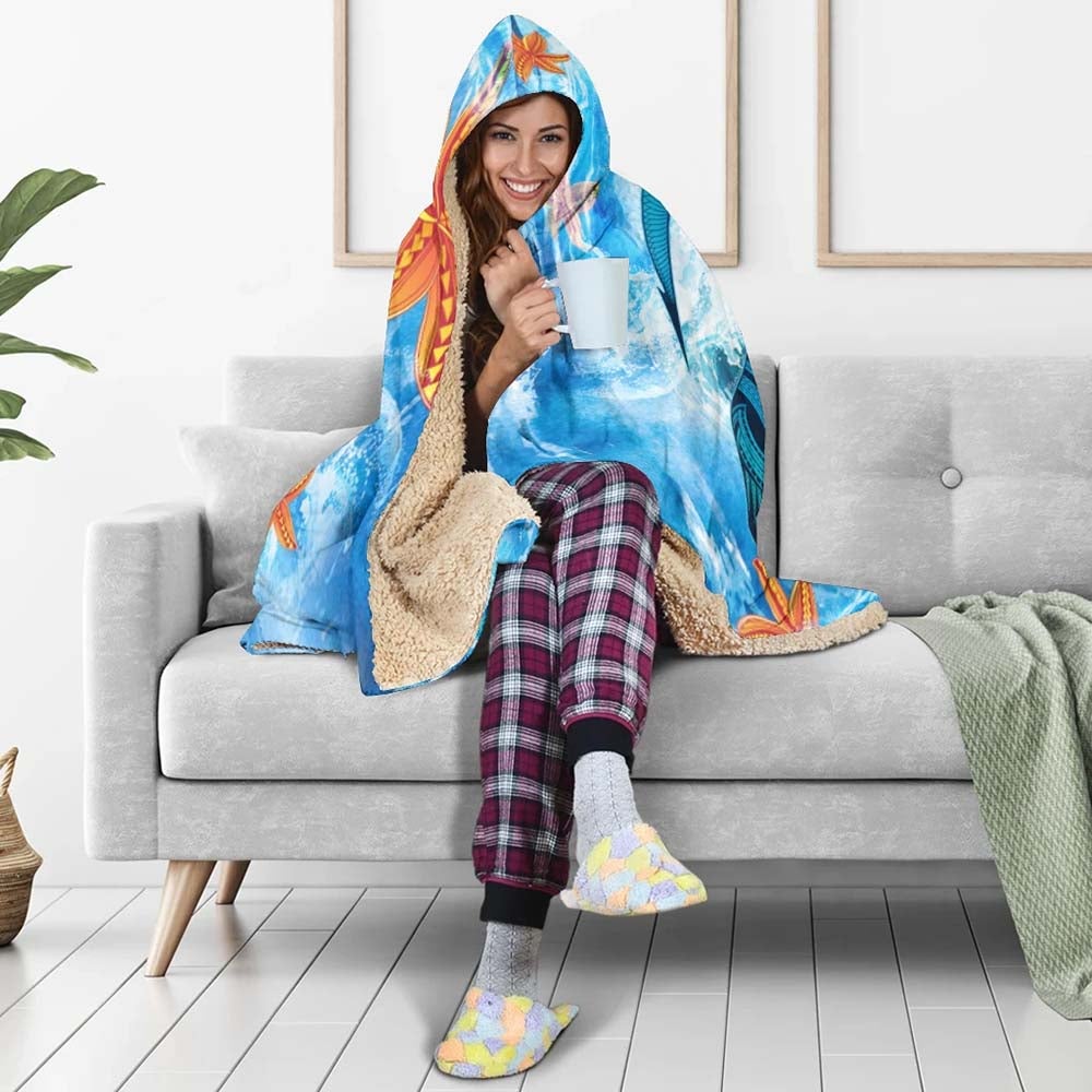 Polynesian Hooded Blanket - Polynesian Shark