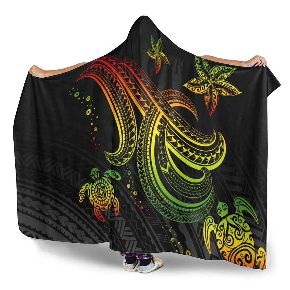 Polynesian Hooded Blankets- Reggae Turtle